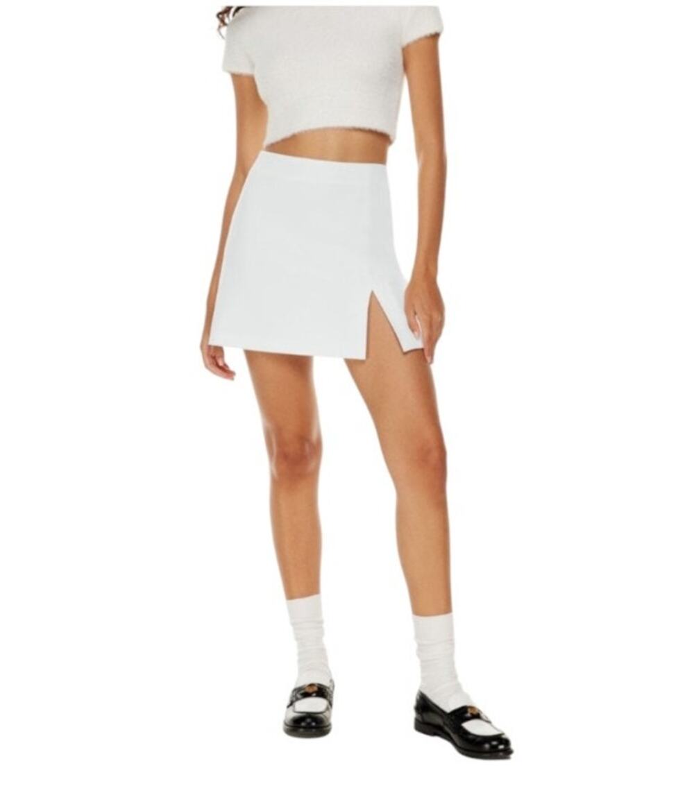 Aritzia Sunday Best Tatiana White Mini Skirt Side Slit Zip Plus Size 14 NEW